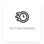 Icon representing on-time delivery with a clock and motion lines