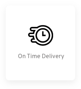 Icon representing on-time delivery with a clock and motion lines