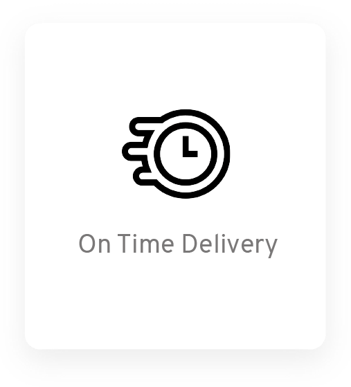 Icon representing on-time delivery with a clock and motion lines