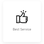 Icon representing best service with a thumbs-up symbol