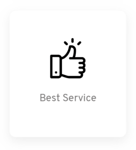 Icon representing best service with a thumbs-up symbol