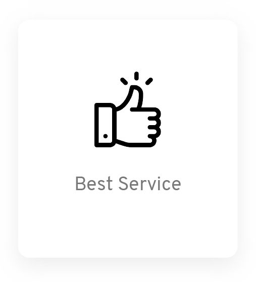 Icon representing best service with a thumbs-up symbol